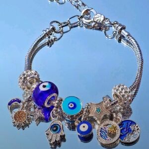 Silver and Blue Charm Bracelet